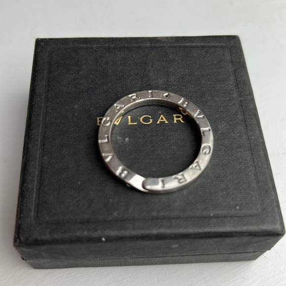 Auth. BVLGARI BVLGARI KEYRING silver 925  unisex minimalist logo w. Box - Picture 8 of 16